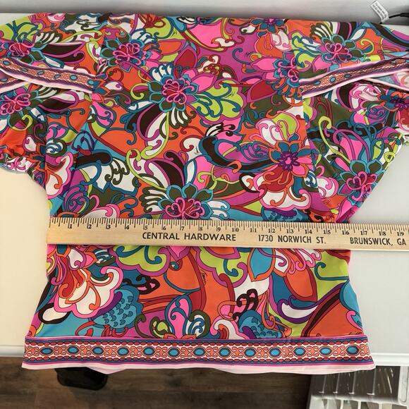 Trina Turk Sevilla Floral Swim Jersey Coverup M Multicolor Retro Resort Beachy - Picture 11 of 12